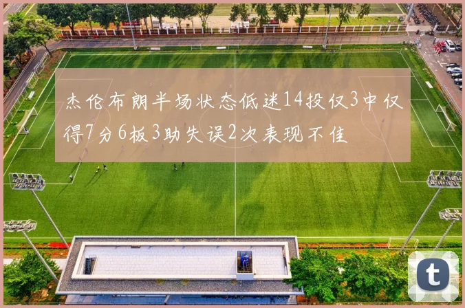 杰伦布朗半场状态低迷14投仅3中仅得7分6板3助失误2次表现不佳